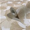 Papel pintado hojas de ginkgo Japandi beige y blanco · 35784