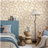 Papel pintado hojas de ginkgo Japandi beige y blanco · 35784