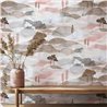 Papel pintado paisaje acuarela rosa y beige · 35786