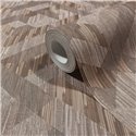 Papel pintado espiga geométrica boho marrón y beige ·  35789