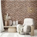 Papel pintado espiga geométrica boho marrón y beige ·  35789