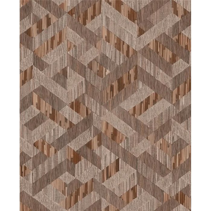 Papel pintado espiga geométrica boho marrón y beige ·  35789