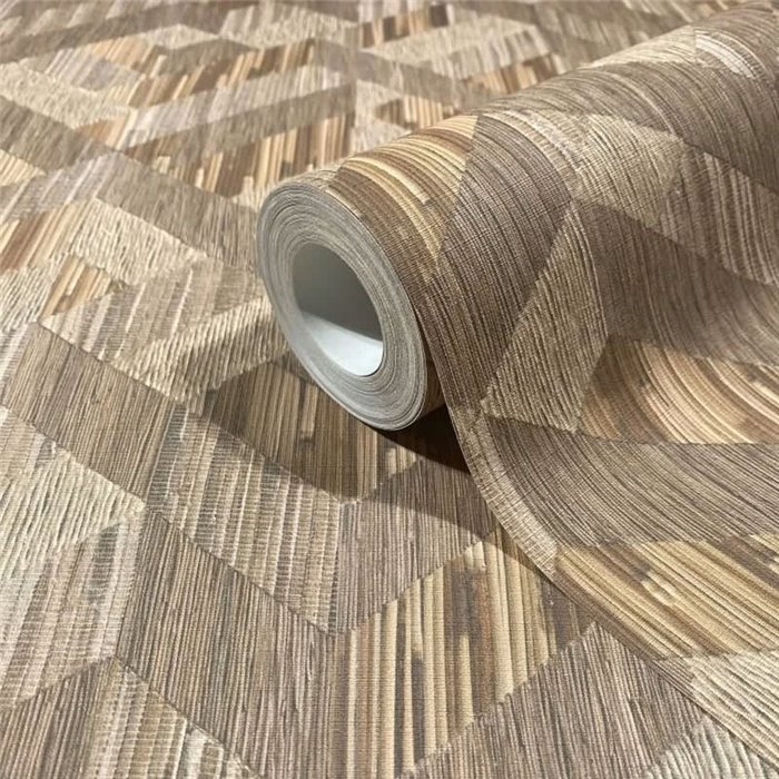 3D cube geometric wallpaper in brown and beige ·  35790