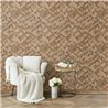 Papel pintado geométrico de cubos 3D marrón y beige