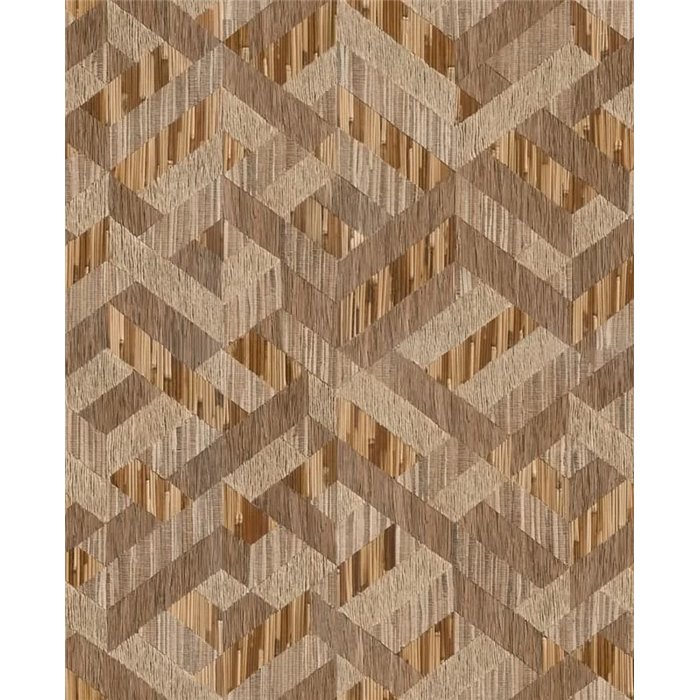 Papel pintado geométrico de cubos 3D marrón y beige ·  35790