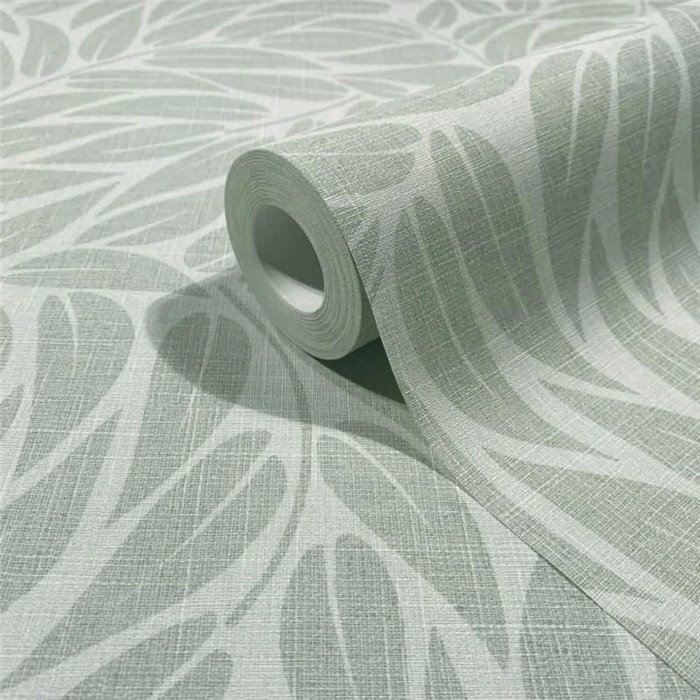 Botanical leaf wallpaper Japandi soft green ·  35793