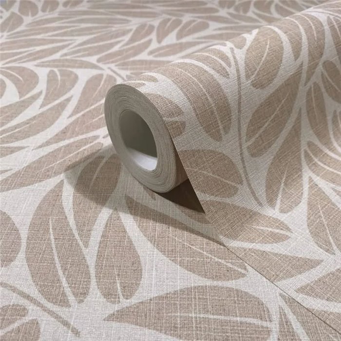 Boho botanical leaf wallpaper beige and cream ·  35796