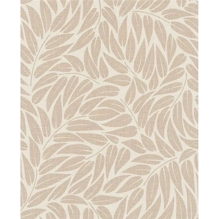 Papel pintado hojas botánicas boho beige y blanco crema ·  35796