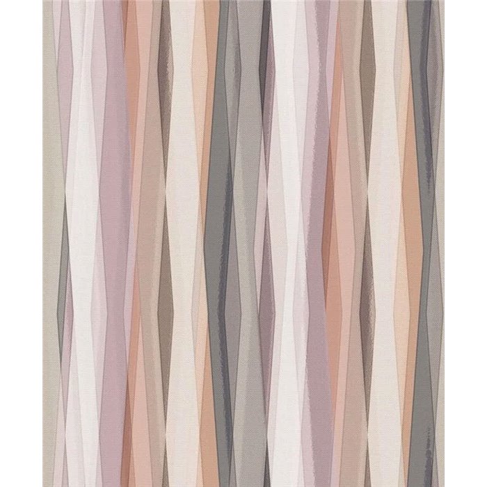 Papel pintado rayas onduladas rosa, beige y gris ·  89007