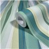 Papier peint à rayures ondulées vert et turquoise