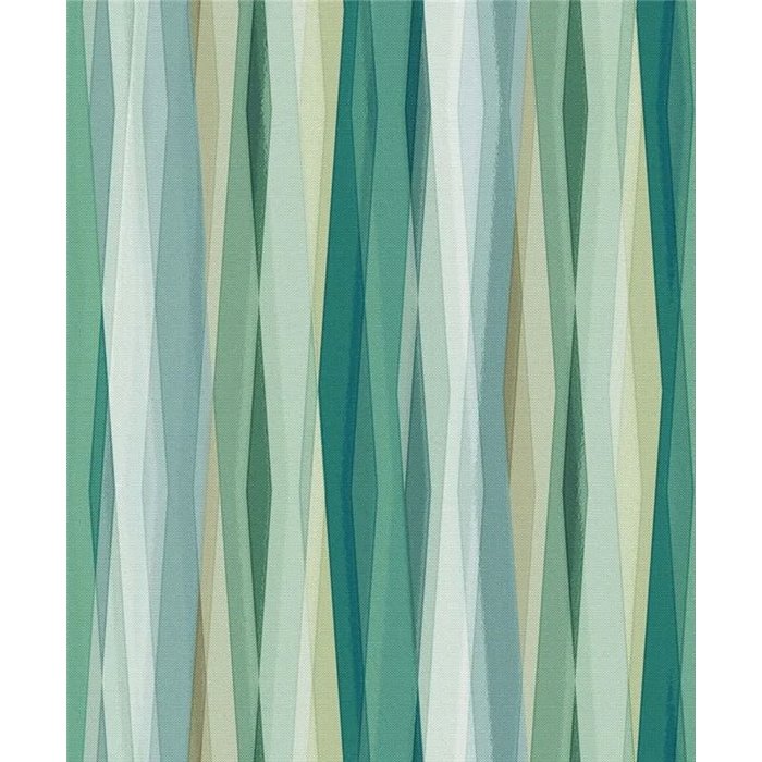 Papel pintado rayas onduladas verdes y turquesas ·  89008