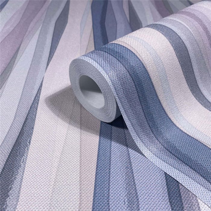 Papier peint rayures ondulées verticales bleu et gris ·  89009