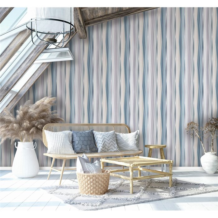 Wavy vertical stripe wallpaper blue and grey ·  89009