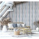 Papel pintado rayas onduladas verticales azul y gris ·  89009