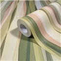 Papel pintado rayas onduladas verde y beige ·  89010