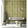 Papel pintado rayas onduladas verde y beige · 89010