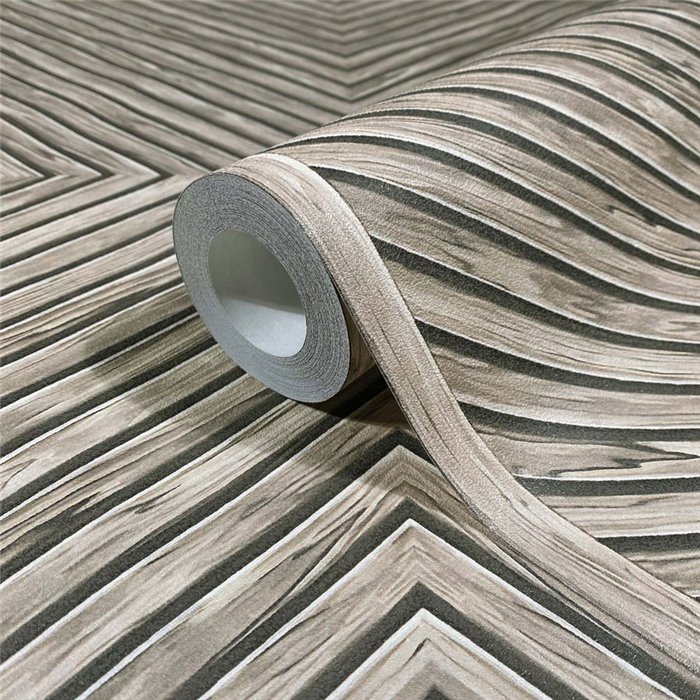 Geometric diamond wallpaper beige and grey wood effect ·  89018