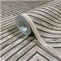 Papel pintado rombos geométricos beige y gris efecto madera ·  89018