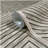 Papel pintado rombos geométricos beige y gris efecto madera