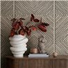 Papel pintado rombos geométricos beige y gris efecto madera · 89018