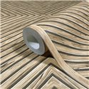 Papier peint losanges géométriques effet bois marron et beige ·  89019