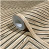 Papel pintado rombos geométricos efecto madera marrón y beige · 89019