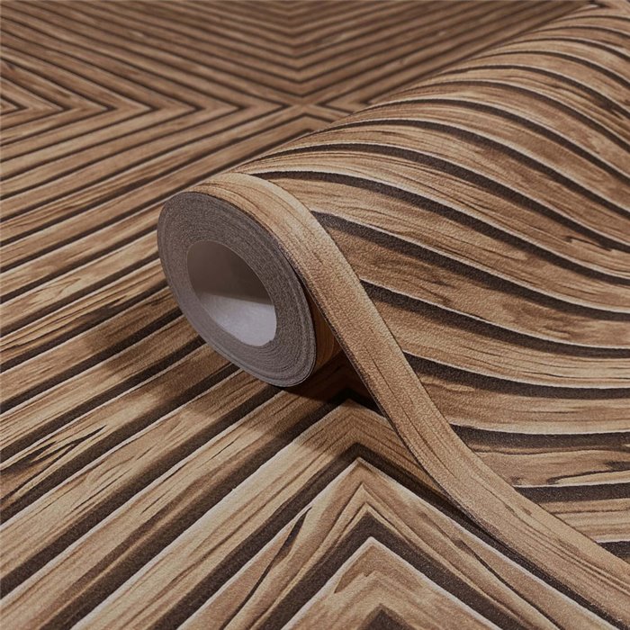 Papel pintado rombos efecto madera marrón ·  89020