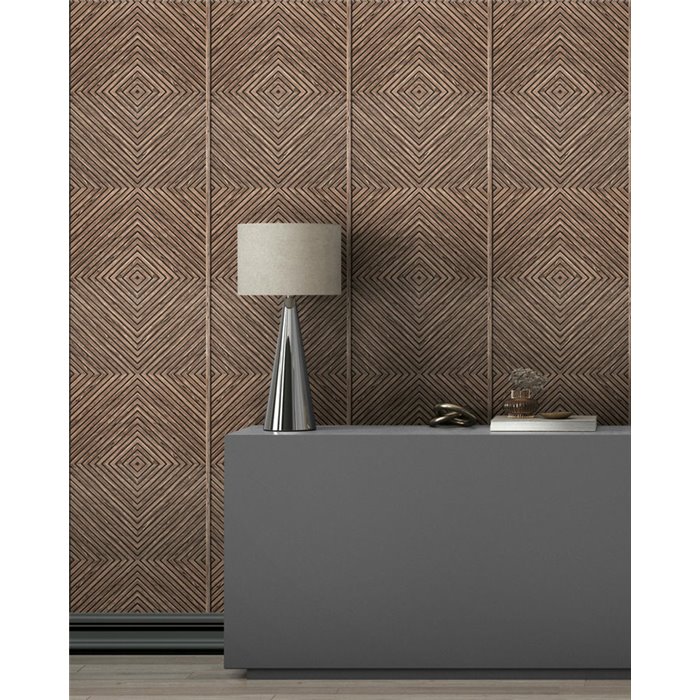 Papel pintado rombos efecto madera marrón ·  89020