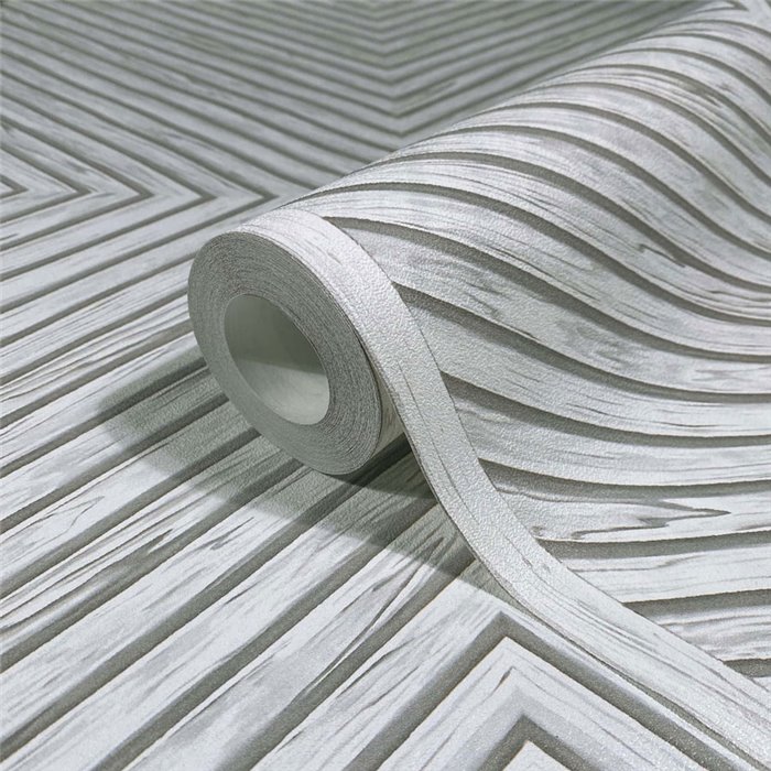 Papel pintado geométrico de líneas en paneles gris claro ·  89021