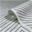 Papel pintado geométrico de líneas en paneles gris claro ·  89021