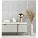 Papel pintado geométrico de líneas en paneles gris claro ·  89021