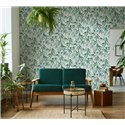 Papel pintado hojas tropicales verdes fondo blanco ·  89039