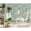Papier peint feuilles tropicales vert sur blanc ·  89039