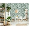 Papel pintado hojas tropicales verdes fondo blanco ·  89039