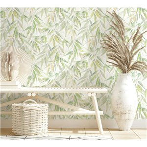Papier peint feuilles d’eucalyptus aquarelle vert doux 2