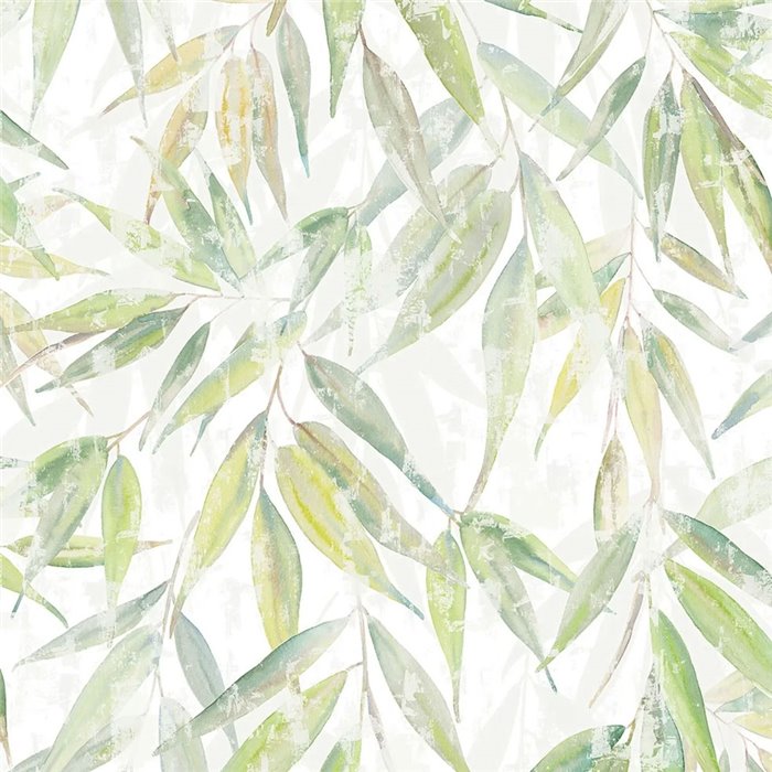 Papel pintado hojas de eucalipto en acuarela verde ·  89041
