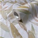 Papel pintado hojas botánicas Japandi verde y beige ·  89042