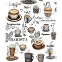 Papel pintado tazas de café vintage blanco y marrón ·  89043