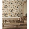 Vintage coffee cups wallpaper beige and brown · 89044