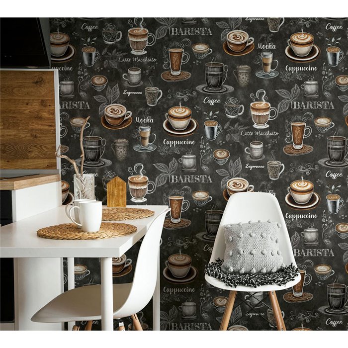 Papel pintado café barista pizarra negro y marrón ·  89045