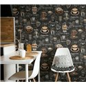 Papel pintado café barista pizarra negro y marrón ·  89045