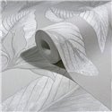 Papel pintado hojas grandes gris metalizado ·  36463