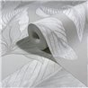 Large leaf grey metallic wallpaper