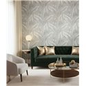 Papel pintado hojas grandes gris metalizado ·  36463