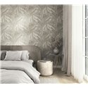 Large tropical leaf wallpaper taupe grey and pearl beige ·  36464