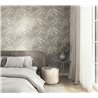 Papel pintado hojas tropicales grandes gris topo y beige · 36464