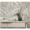 Papel pintado hojas tropicales grandes gris topo y beige · 36464