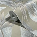 Papel pintado hojas tropicales grandes gris y beige ·  36465