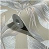 Large tropical leaves wallpaper grey and beige