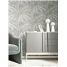 Papier peint grandes feuilles tropicales gris et beige · 36465
